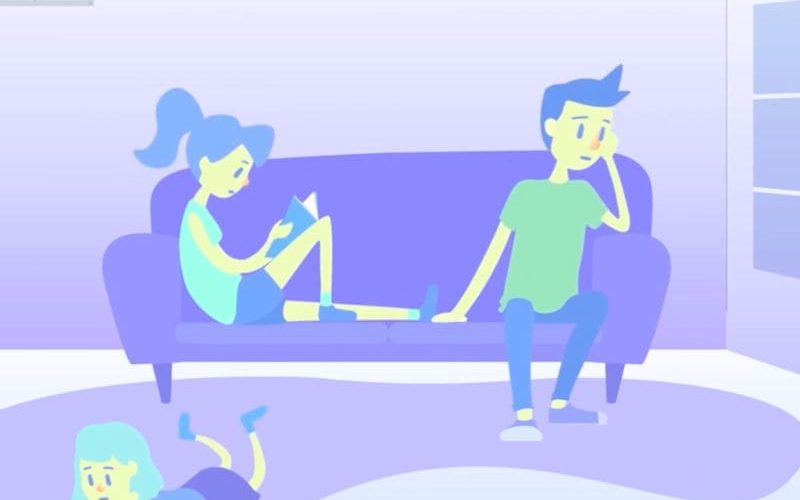 Cartoon Family in Living Room