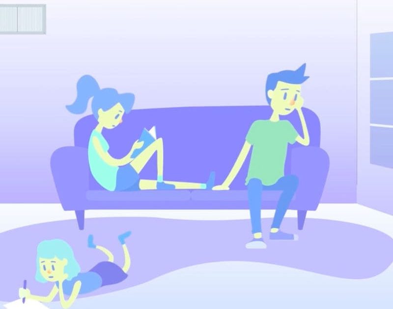 Cartoon Family in Living Room